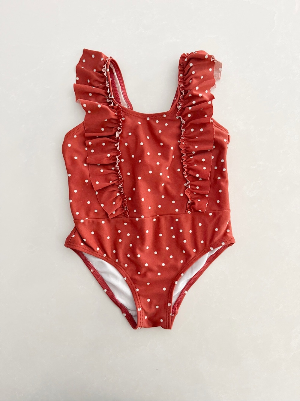 Rise Little Earthling Toddler Girl Polka Dot Ruffle One-Piece Swimsuit| Size 2-3